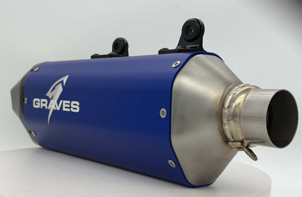 Graves Motorsports KTM - Husqvarna - GasGas  Multi Fitment DualSport Stainless Exhaust - Blue