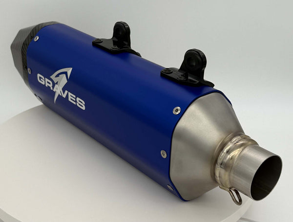 Graves Motorsports KTM - Husqvarna - GasGas  Multi Fitment DualSport Stainless Exhaust - Blue