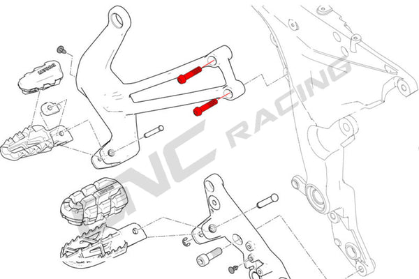 CNC RACING | Passenger footpegs holder bolt M8x35 (4 pcs) - Titanium