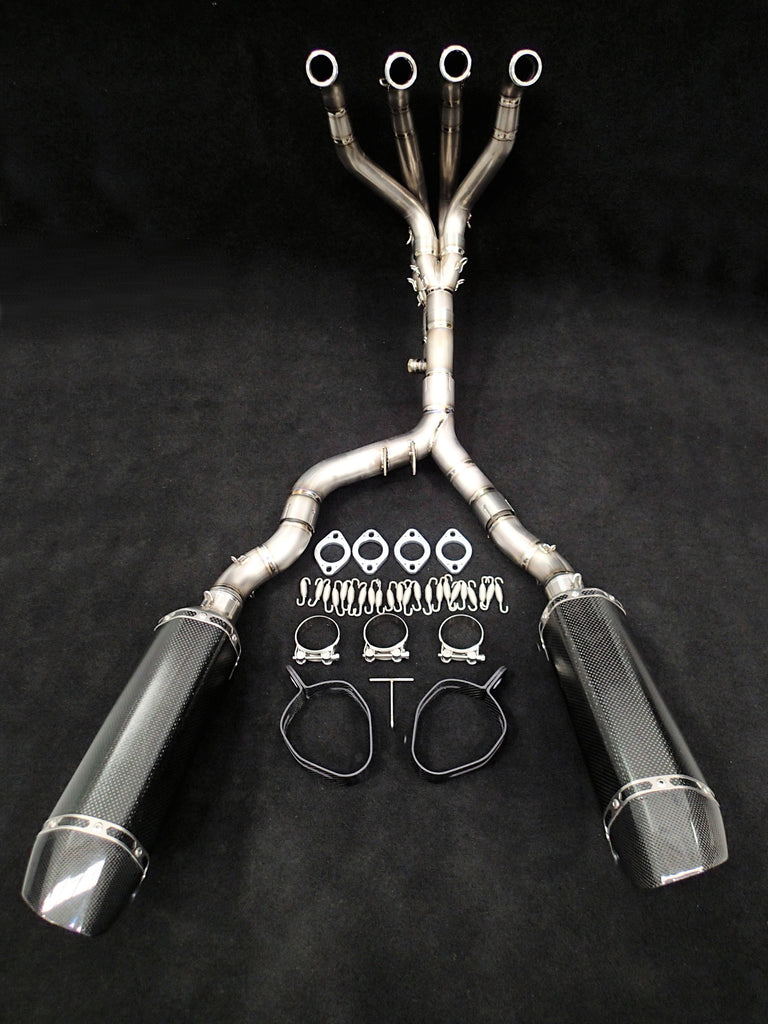 Kawasaki Z1000 Vandemon 4 into 2 Titanium Exhaust System with Carbon Fibre Mufflers