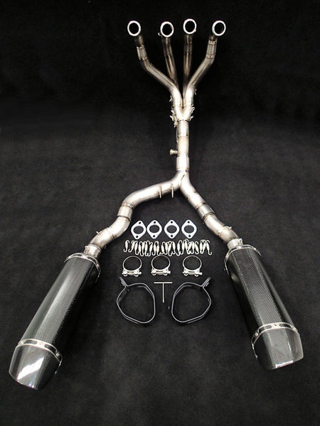 Kawasaki Z1000 Vandemon 4 into 2 Titanium Exhaust System with Carbon Fibre Mufflers
