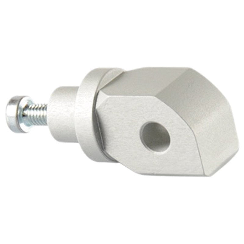 LighTech FTP022SIL silver passenger footpeg adapter, Ø8; one adapter detail pictured. Supplied as an adapter pair; footpeg bars are separate.