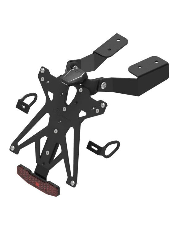 LighTech KTARYA132A1 black A1 license plate holder for Yamaha TMAX 560 2022-2026; with reflector, Italy/Germany/Slovenia plate-support version.