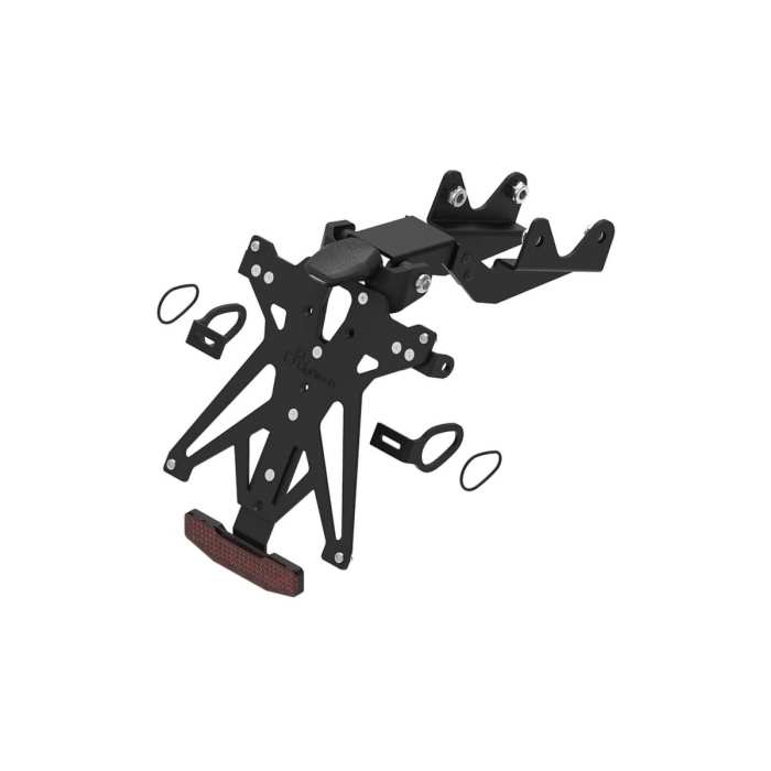 LighTech KTARYA138A1 black A1 license plate holder for Yamaha R9 2025-2026; with reflector, Italy/Germany/Slovenia plate-support version.