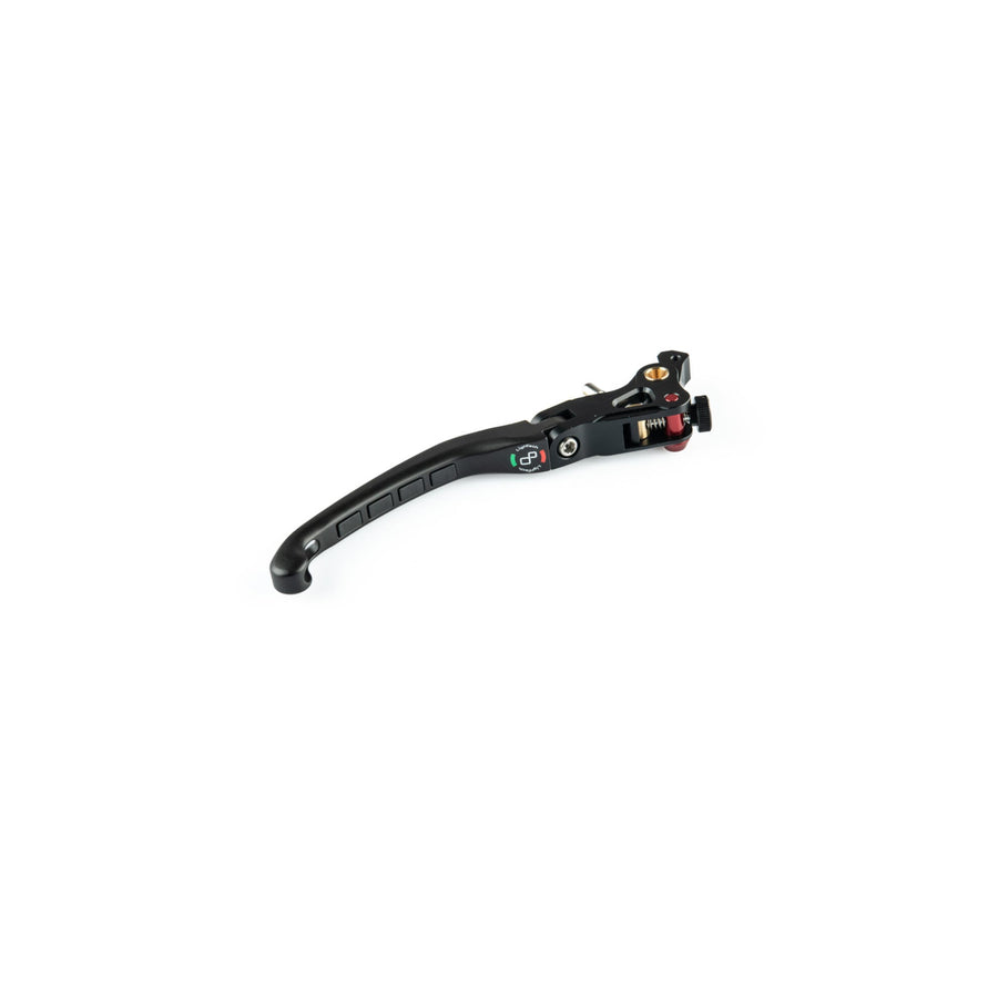 LighTech LEVD122K - K-profile black folding brake lever, including the model-specific mounting adapter shown; single lever.