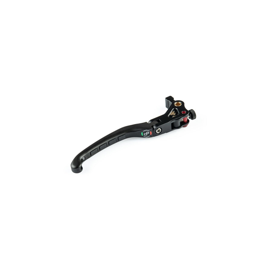 LighTech LEVD123K - K-profile black folding brake lever, including the model-specific mounting adapter shown; single lever.
