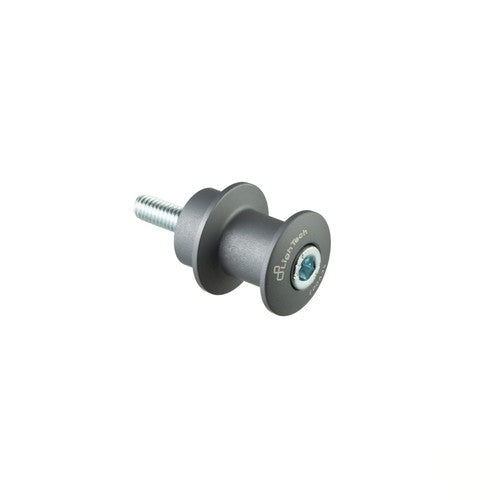 LighTech SCV003GRI grey M6 swingarm spool with mounting bolt; single-spool detail, supplied as a pair; rear stand excluded.