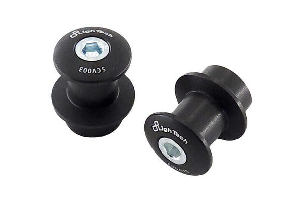 LighTech SCV003NER black M6 swingarm paddock-stand spools, pair; rear stand not included.