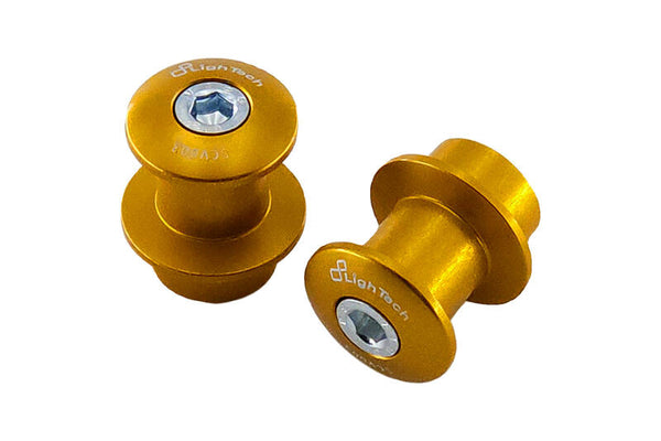 LighTech SCV003ORO gold M6 swingarm paddock-stand spools, pair; rear stand not included.