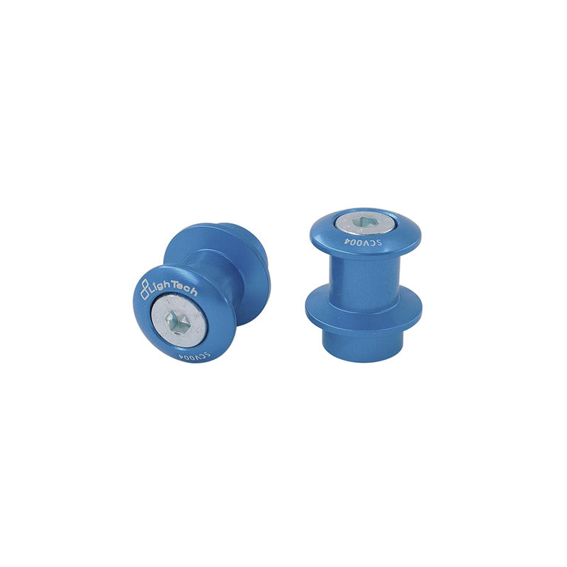LIGHTECH SCV004COB - cobalt blue M8 swingarm spools, pair; SCV004 markings visible