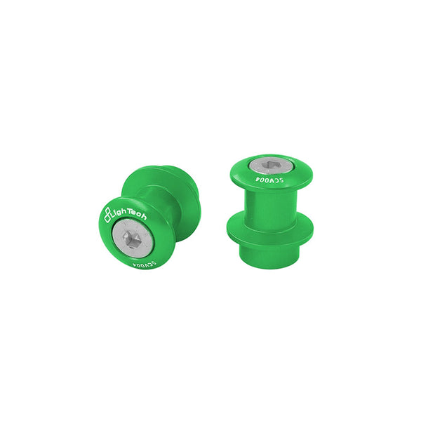 LIGHTECH SCV004VER - green M8 swingarm spools, pair; SCV004 markings visible