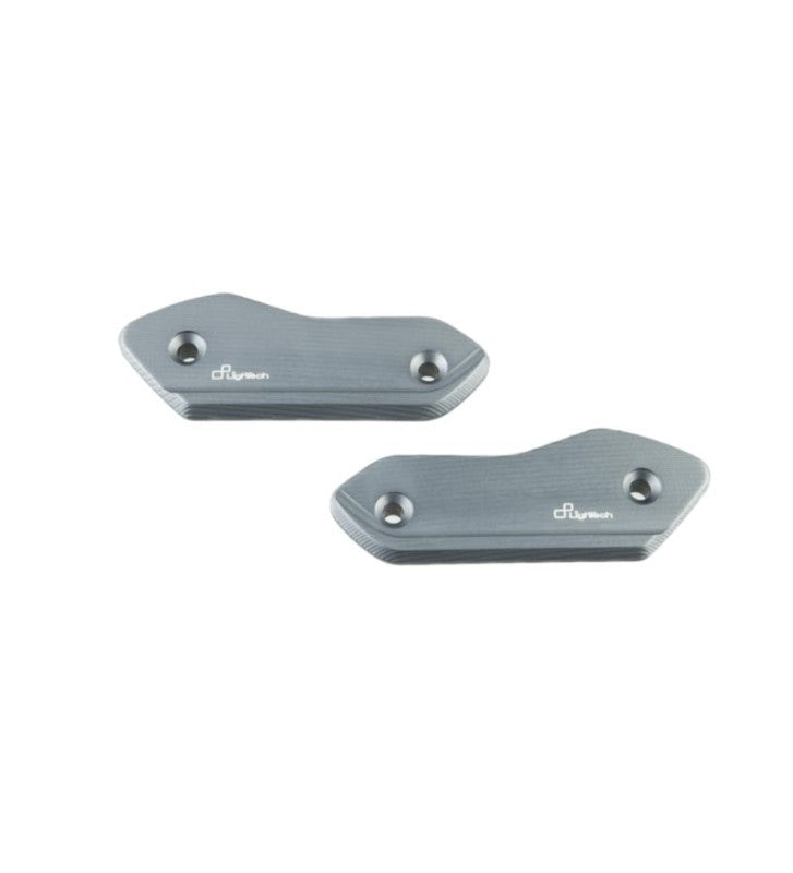 LighTech SPE131GRI grey left and right mirror block-off plates for Yamaha TMAX 560 2025-2026; pair pictured.