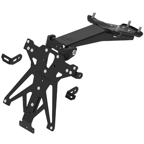 LighTech TARTR108A1 black A1 license plate holder for Triumph Speed Triple 1200 RS / RR; without plate light or reflector, Italy/Germany/Slovenia plate-support version.