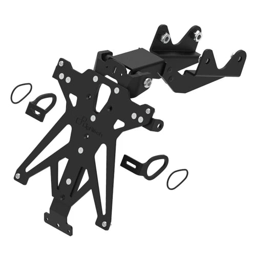 LighTech TARYA138A1 black A1 license plate holder for Yamaha R9 2025-2026; without plate light or reflector, Italy/Germany/Slovenia plate-support version.