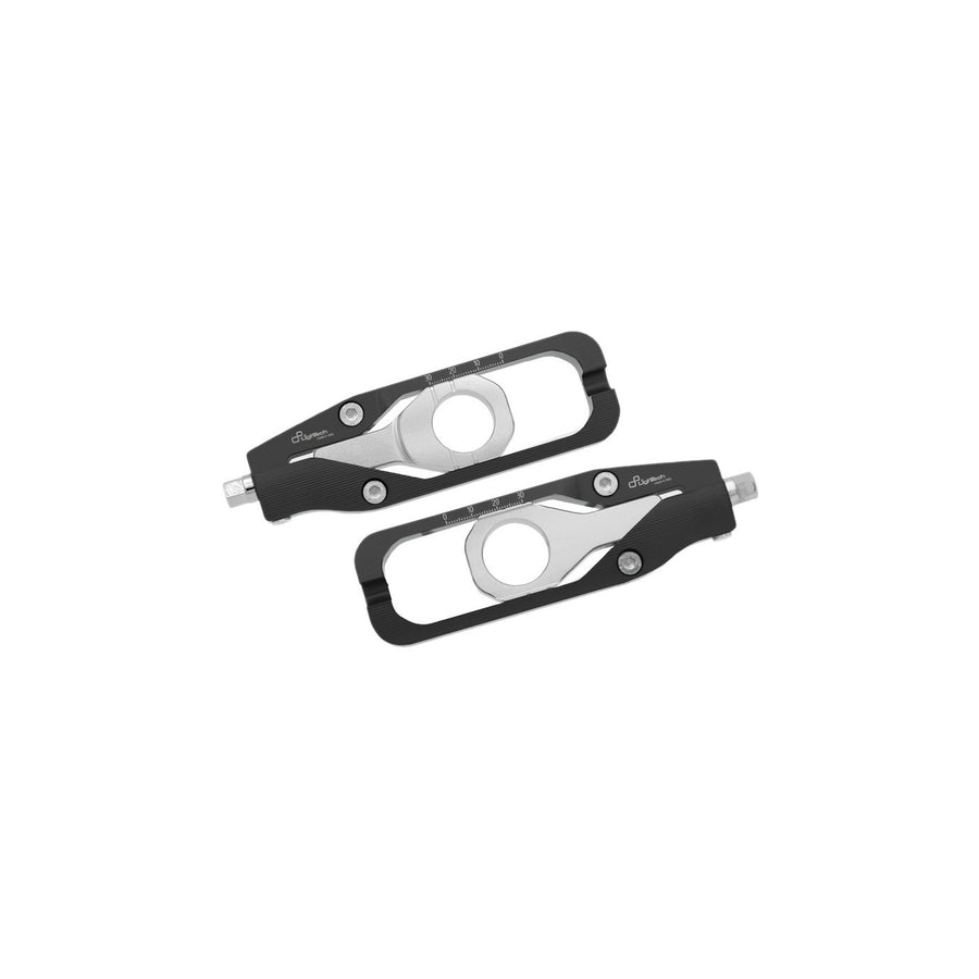 LighTech TEKA003NER black chain adjuster pair; optional rear-stand lifters are not pictured or included.