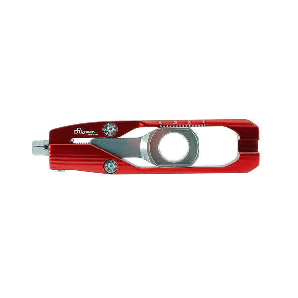 LighTech TETR003ROS red chain adjuster, one-side component view with adjustment scale; opposite-side adjuster is not pictured.
