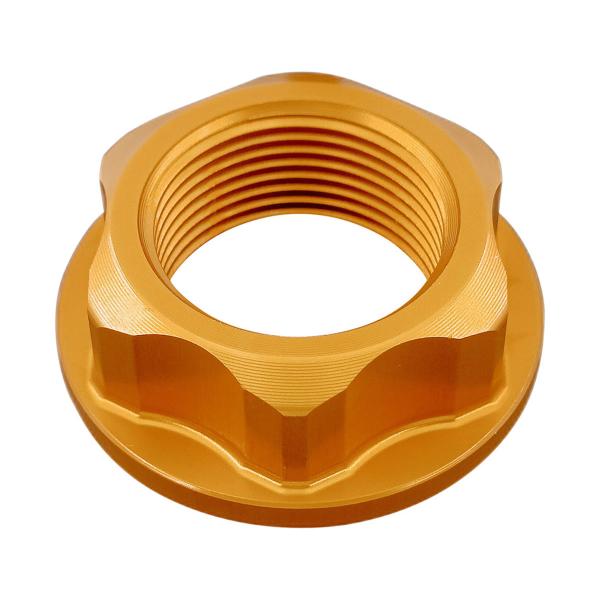 LighTech D013ORO special ergal nut m24 x 1.50 - gold. Use the specified application and fitting procedure; verify the original thread and mounting location before installation.