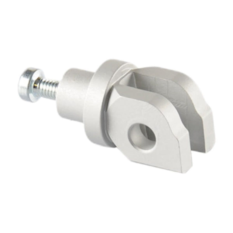 LighTech FTP010SIL rider footrest adapters - silver, pair; one of the supplied pair shown.