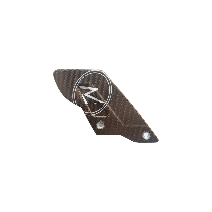LighTech FTR1150 R-version carbon heel guard, right, brake side; one guard with physical R-version graphics.