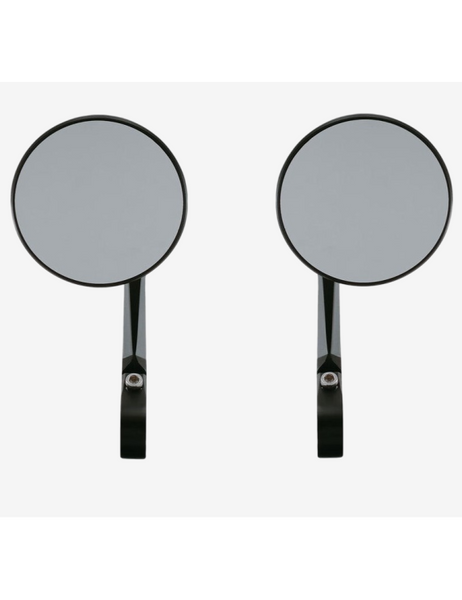 LighTech SPEAL037 round aluminium and carbon bar-end mirror pair, front view.