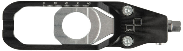 LighTech TEYA011NER black chain adjuster for Yamaha R9 2025-2026 - component view 2, one side of the supplied pair. Rear-stand lifters sold separately.