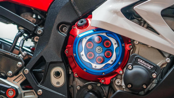 CNC RACING | Clear clutch cover for BMW red color