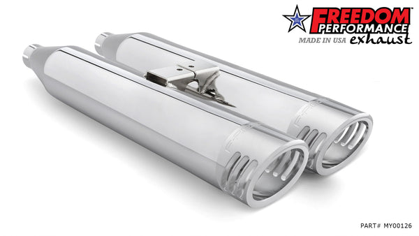 Freedom Performance YAMAHA VENTURE/ROYAL STAR/TOUR DELUXE 1999-2014 SLIP-ONS check description for Quiet Baffles.