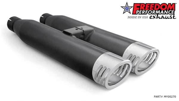 Freedom Performance YAMAHA VENTURE/ROYAL STAR/TOUR DELUXE 1999-2014 SLIP-ONS check description for Quiet Baffles.