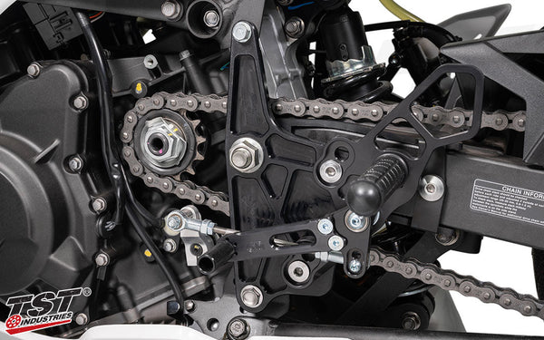 TST WORX Adjustable Rearset Bracket for Kawasaki Ninja 400 2018-2023 / Ninja 500 2024+