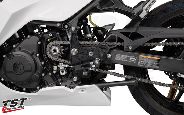 TST WORX Adjustable Rearset Bracket for Kawasaki Ninja 400 2018-2023 / Ninja 500 2024+