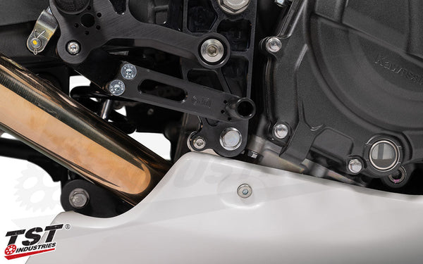 TST WORX Adjustable Rearset Bracket for Kawasaki Ninja 400 2018-2023 / Ninja 500 2024+