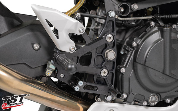 TST WORX Adjustable Rearset Bracket for Kawasaki Ninja 400 2018-2023 / Ninja 500 2024+