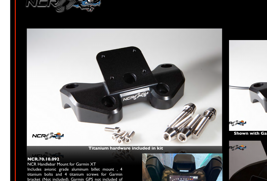 NCR Handlebar Mount for Garmin XT Multistrada
