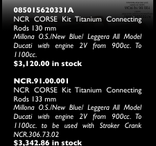 NCR CORSE Titanium Connecting Rods 133mm