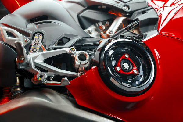 CNC RACING | Clear oil bath clutch cover Ducati Panigale V4 BICOLOR