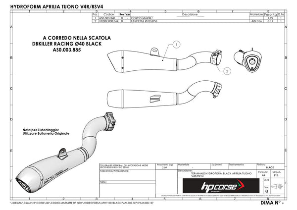 HP Corse HYDROFORM SATIN – APRILIA TUONO V4 1100 2015-2016