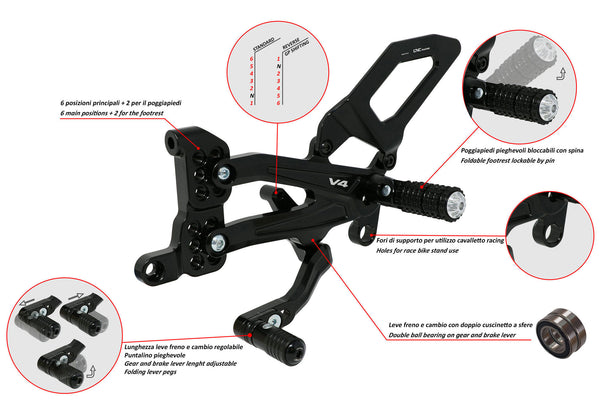 CNC RACING | Adjustable rear sets RPS Ducati Panigale V4