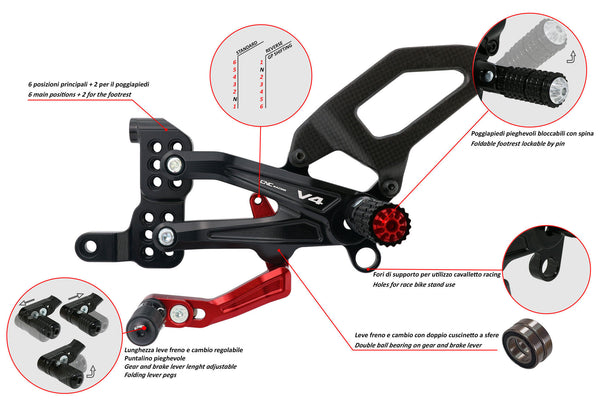 CNC RACING | Adjustable rear sets RPS Ducati Panigale V4 - Carbon