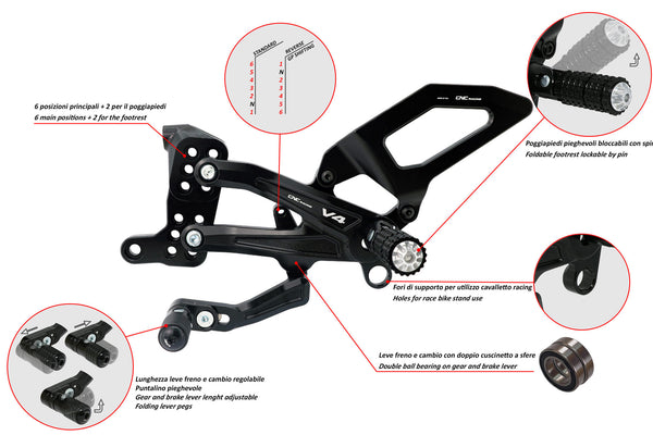 CNC RACING | Adjustable rearsets Ducati Streetfighter V4