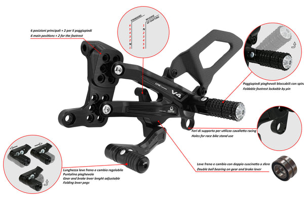 CNC RACING | Adjustable rearsets Ducati Streetfighter V4 Carbon