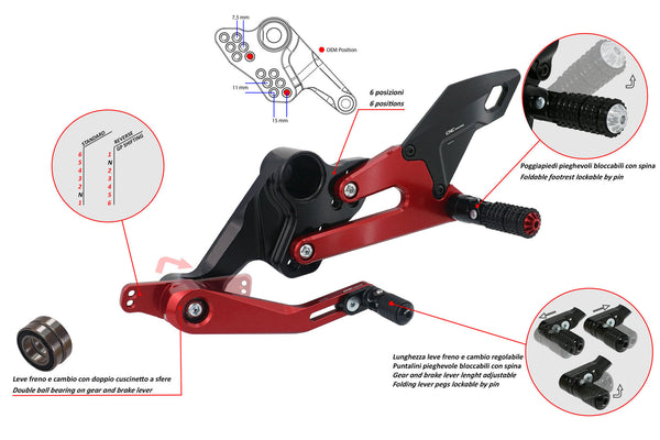 CNC RACING | Adjustable rear sets Aprilia RS 660 - Tuono 660