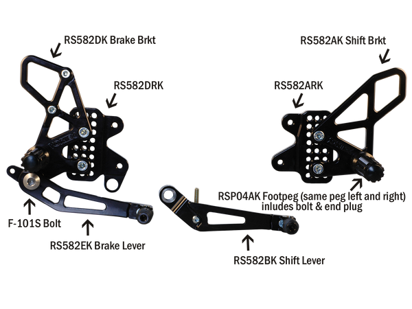 Vortex RS582K Adjustable Rearsets — Suzuki GSX-R600 / GSX-R750