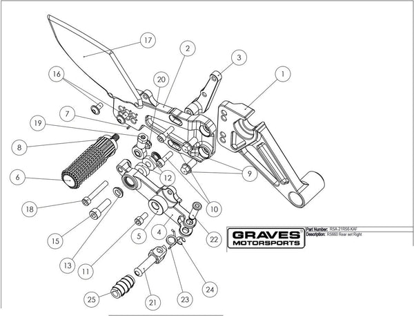 Graves Motorsports Aprilia RS660 Adjustable Rearsets