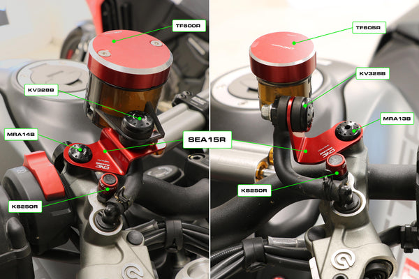 CNC RACING | Bracket kit for clutch and brake fluid tank Ducati Monster,Streetfighter V4 and V2