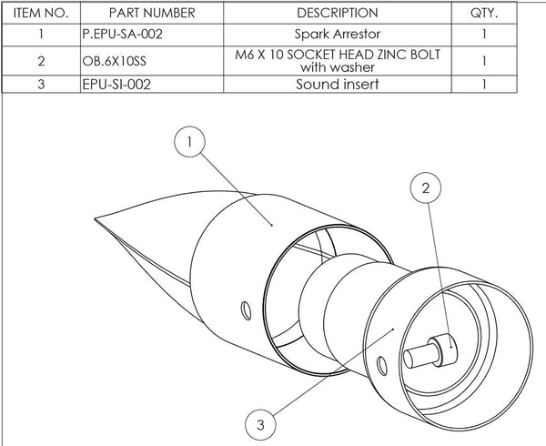 Graves Motorsports Spark Arrestor Sound Insert Kit 50.8mm