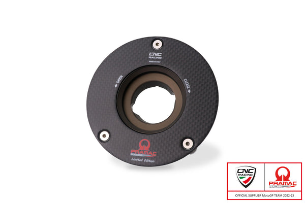 CNC RACING | Fuel tank cap with flange carbon fiber,Pramac Racing Limited Edition version