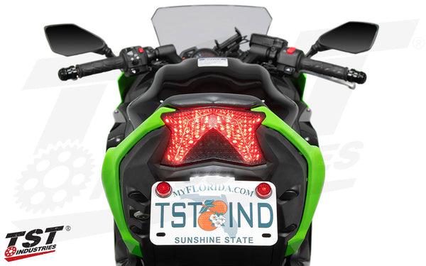 TST Programmable and Sequential LED Integrated Tail Light for Kawasaki Ninja 650 2020+ / Z650 2020-2025