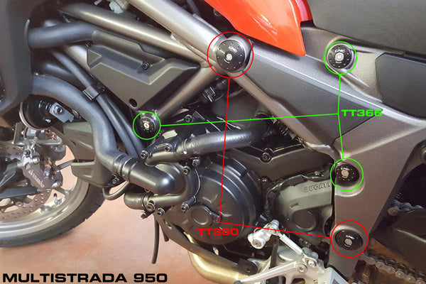 CNC RACING | Frame caps kit Ducati Multistrada 950 - smaller holes