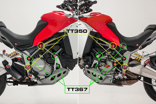 CNC RACING | Frame caps kit Ducati Multistrada Enduro - smaller holes