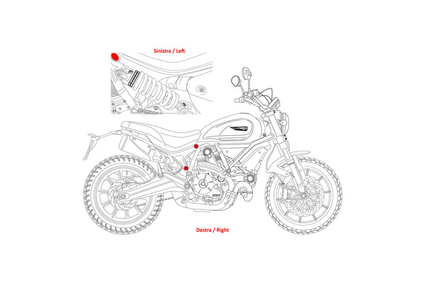 CNC RACING | Rear frame holes plugs kit Ducati Scrambler 1100